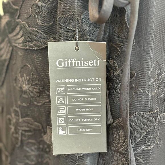 NWT Black Butterfly Lace Mesh Maxi Dress Strappy Back Medium - Picture 7 of 7